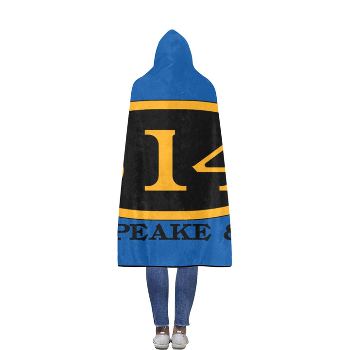 C&O 614 Number Plate Logo Hooded Fleece Blanket, 56 × 80 in
