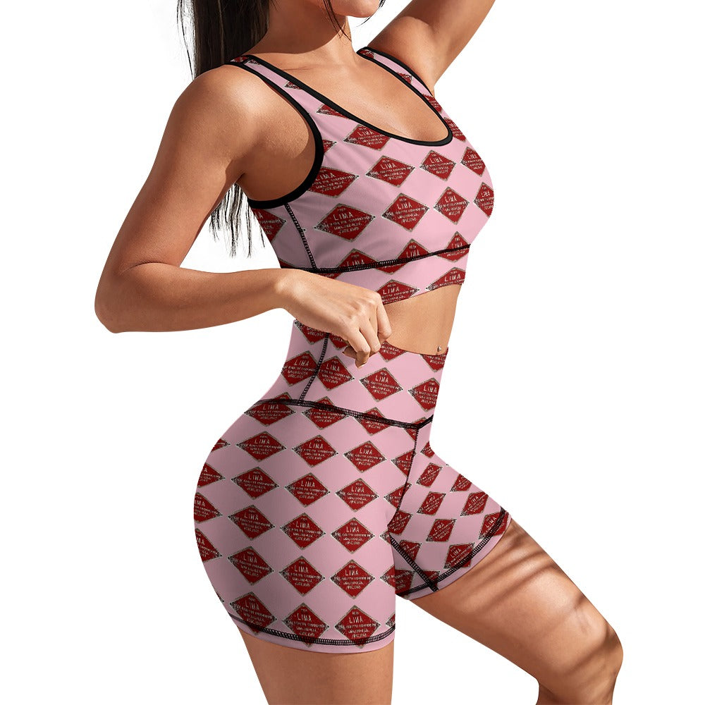 C&O 614 Builder's Plate Women's Yoga Top & Shorts Set