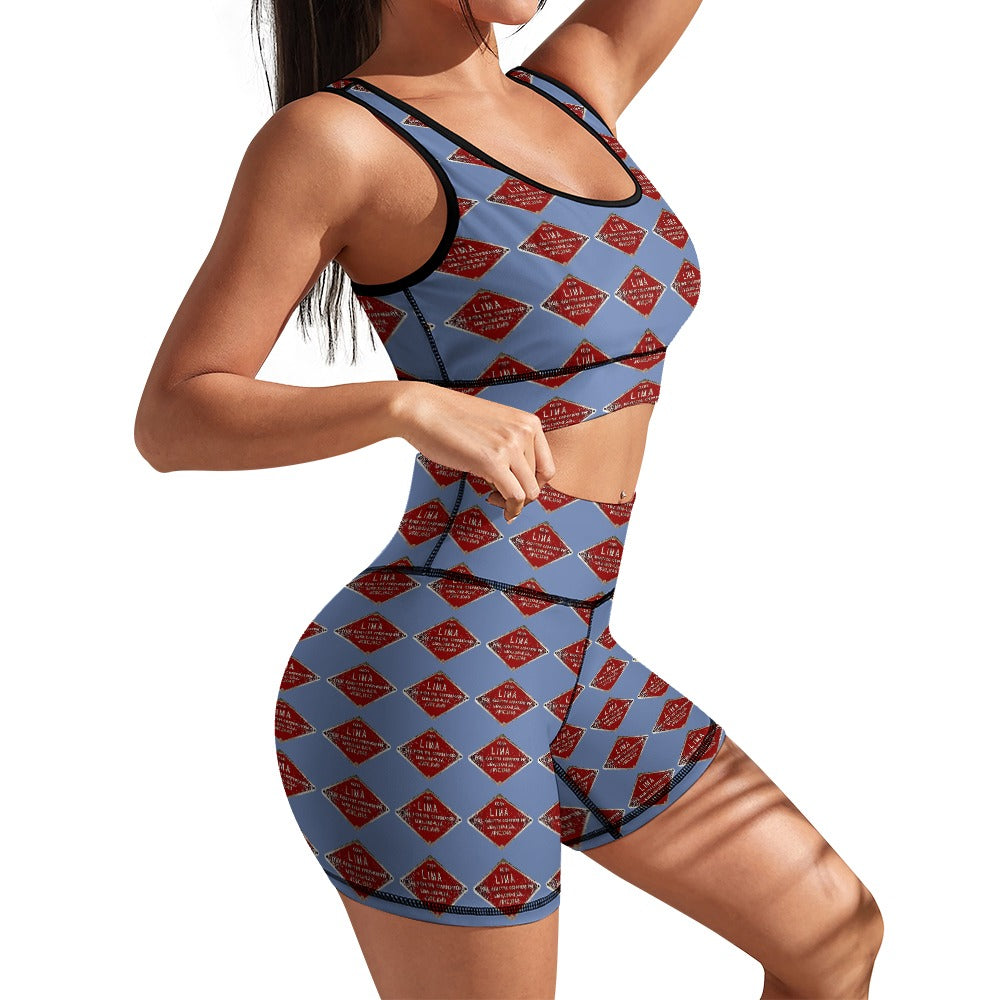 C&O 614 Builder's Plate Women's Yoga Top & Shorts Set