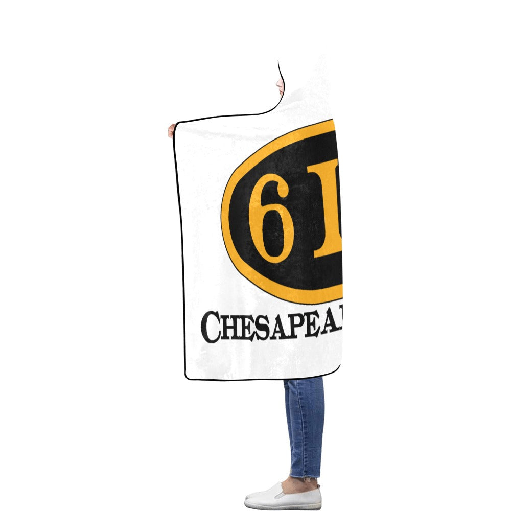 C&O 614 Number Plate Logo Hooded Fleece Blanket, 56 × 80 in