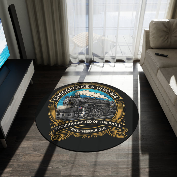 614 "Thoroughbred of the Rails" Round Rug