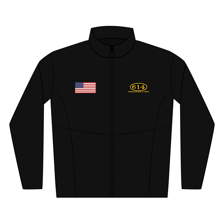 Embroidered Soft Shell Jacket — C&O 614 Number Plate Logo & American Flag