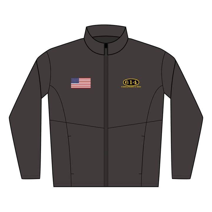 Embroidered Soft Shell Jacket — C&O 614 Number Plate Logo & American Flag