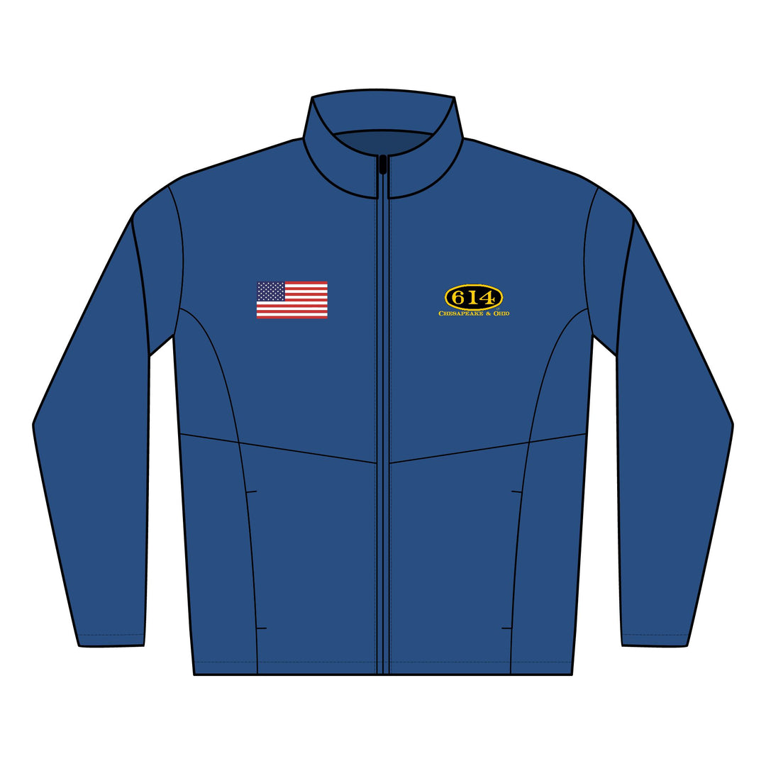 Embroidered Soft Shell Jacket — C&O 614 Number Plate Logo & American Flag