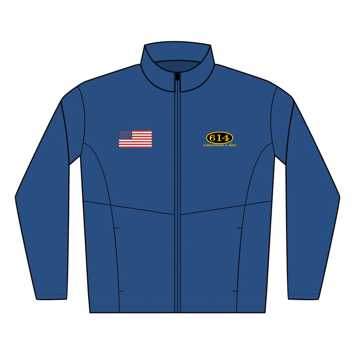 Embroidered Soft Shell Jacket — C&O 614 Number Plate Logo & American Flag