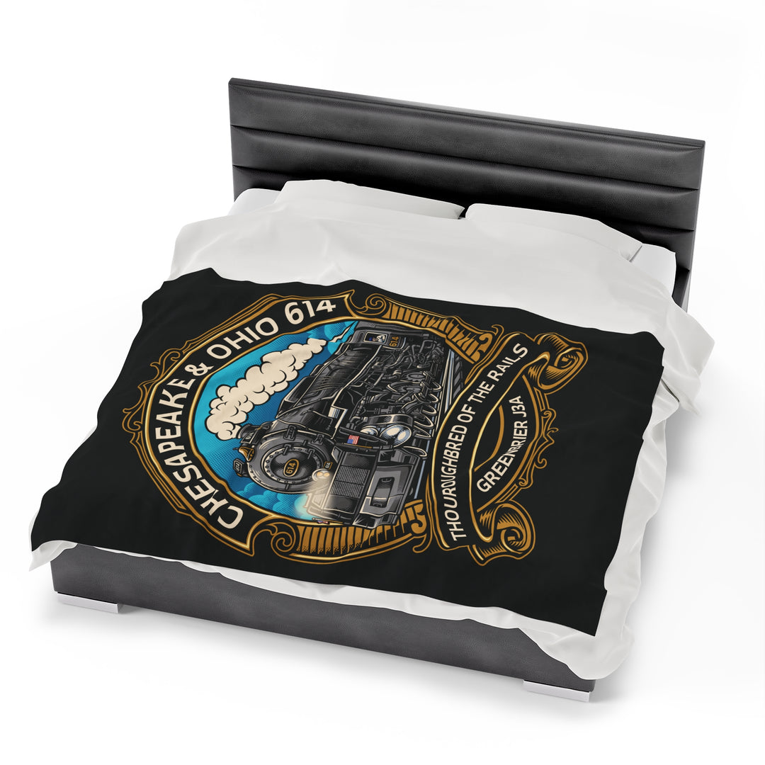 614 "Thoroughbred of The Rails"  Velveteen Plush Blanket