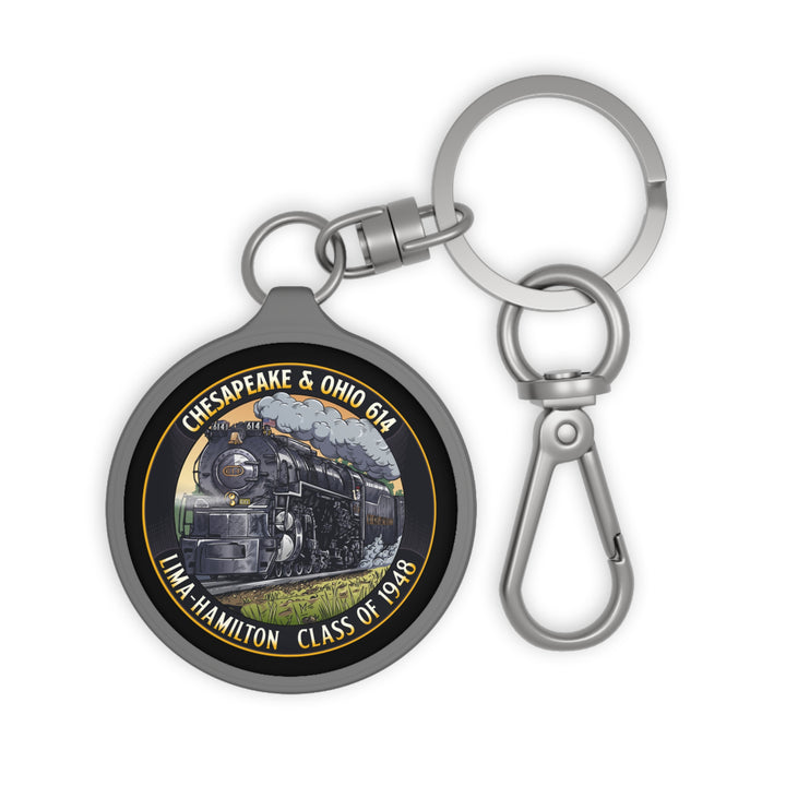 C&O 614 Keychain with Tag — Chesapeake & Ohio 614 Lima Hamilton Class of 1948