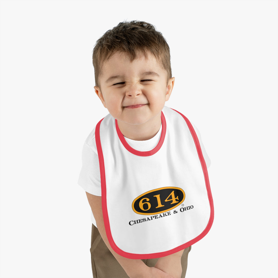 C&O 614 Chesapeake & Ohio Baby Bib — Contrast Trim Infant Feeding Bib