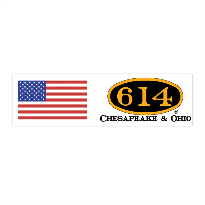 C&O 614 & U.S. Flag Bumper Sticker