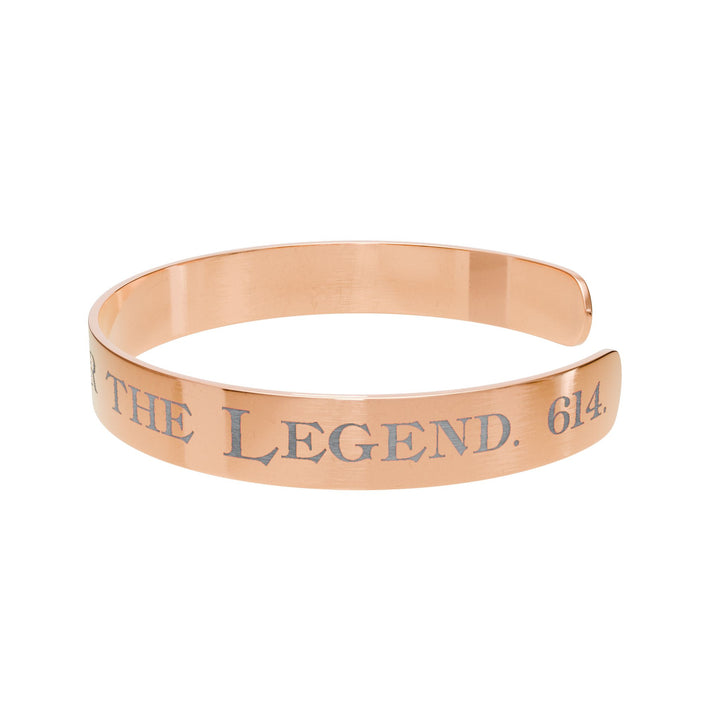 Engraved Copper Cuff Bracelet — “Ride the Iron. Honor the Legend. 614.”