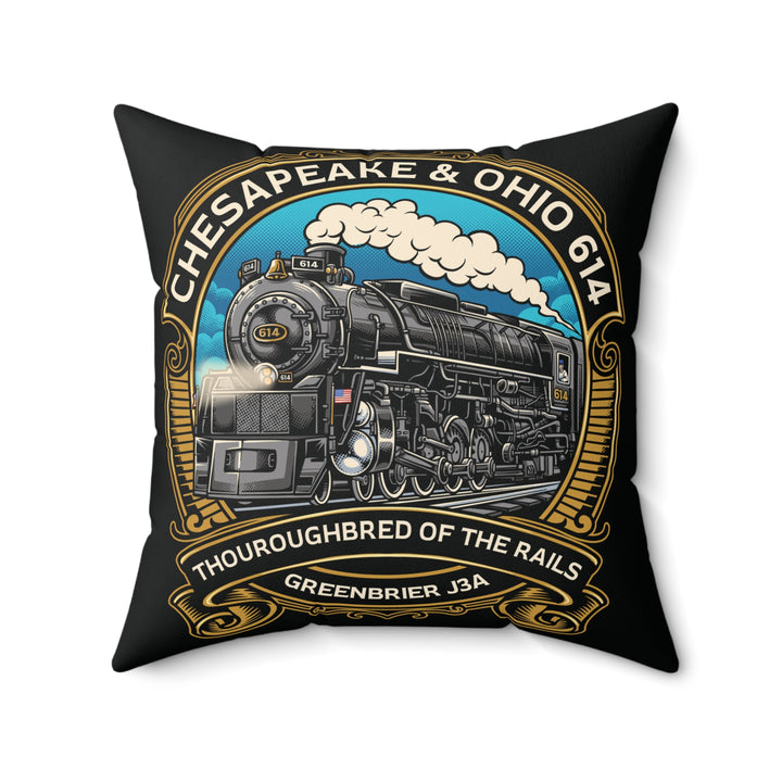 614 "Thoroughbred of The Rails"  Spun Polyester Square Pillow