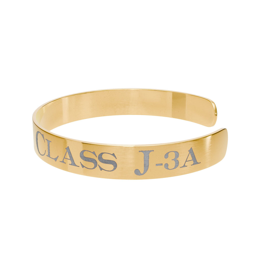Engraved Rose Gold Cuff Bracelet — "614 Greenbrier Class J-3a"