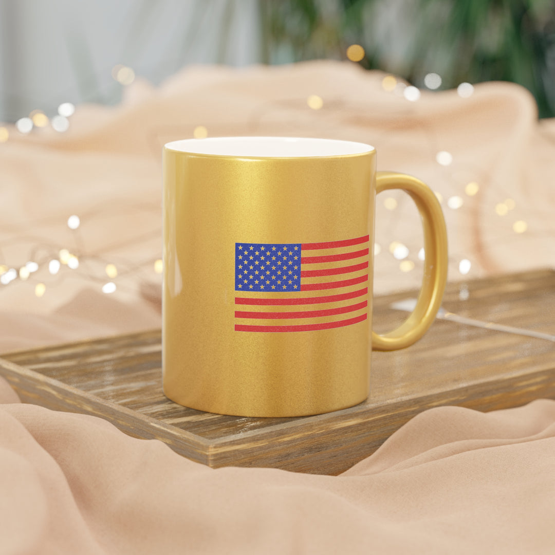 RJD America Metallic Mug — Patriotic Silver/Gold Coffee Cup
