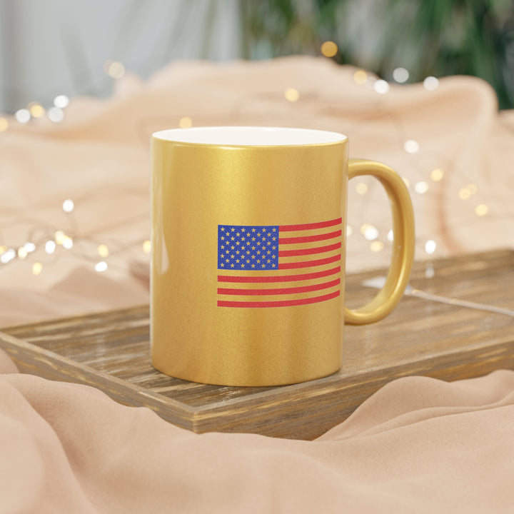 RJD America Metallic Mug — Patriotic Silver/Gold Coffee Cup