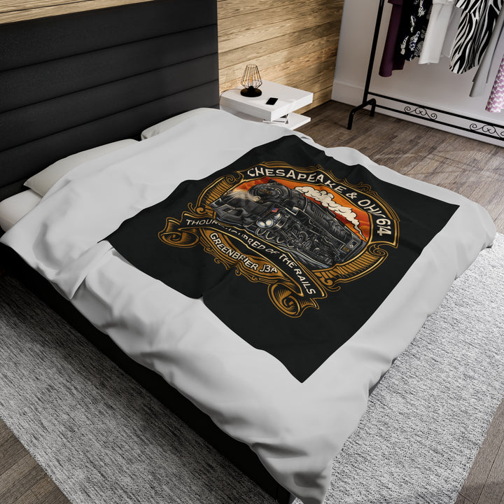 614 "Thoroughbred of The Rails"  Velveteen Plush Blanket