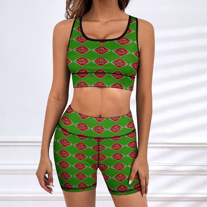 C&O 614 Builder's Plate Women's Yoga Top & Shorts Set