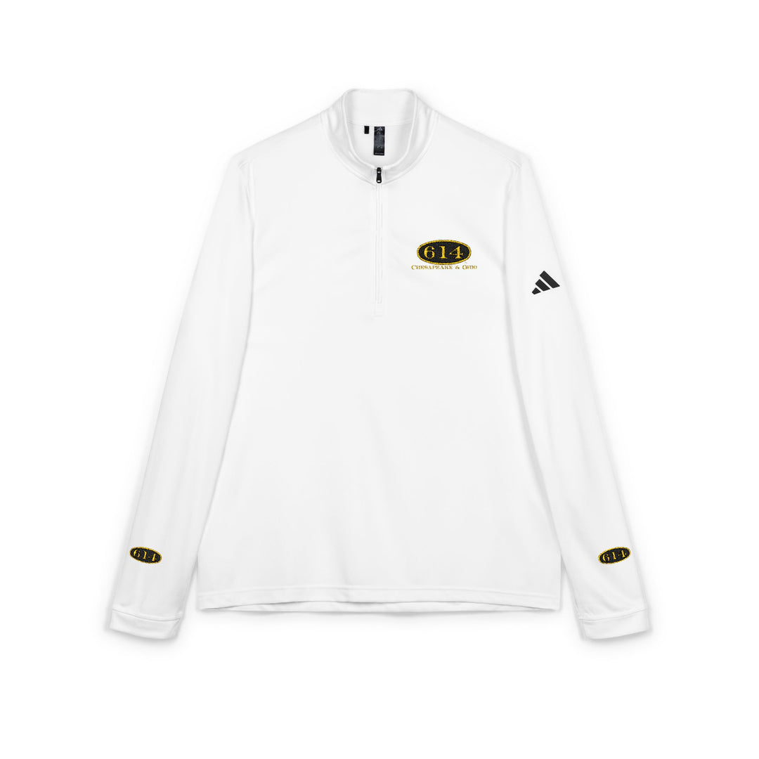 Quarter-Zip Pullover adidas® Embroidered C&O 614 Logo Detail White Performance Top