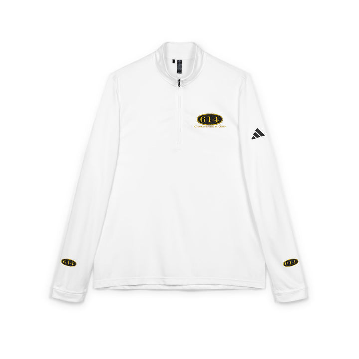Quarter-Zip Pullover adidas® Embroidered C&O 614 Logo Detail White Performance Top