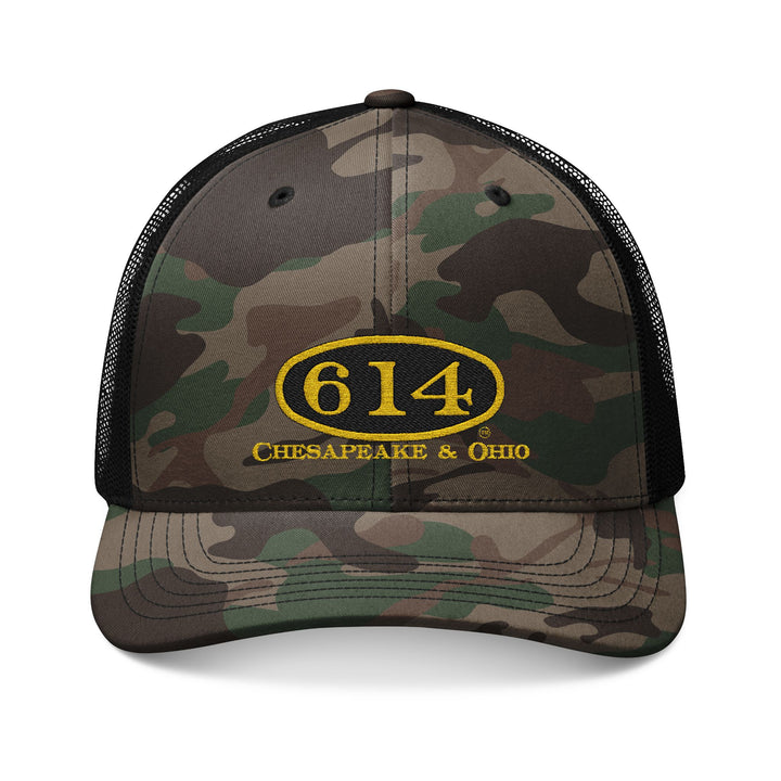 614 Chesapeake & Ohio Camouflage Trucker Hat (Embroidered)