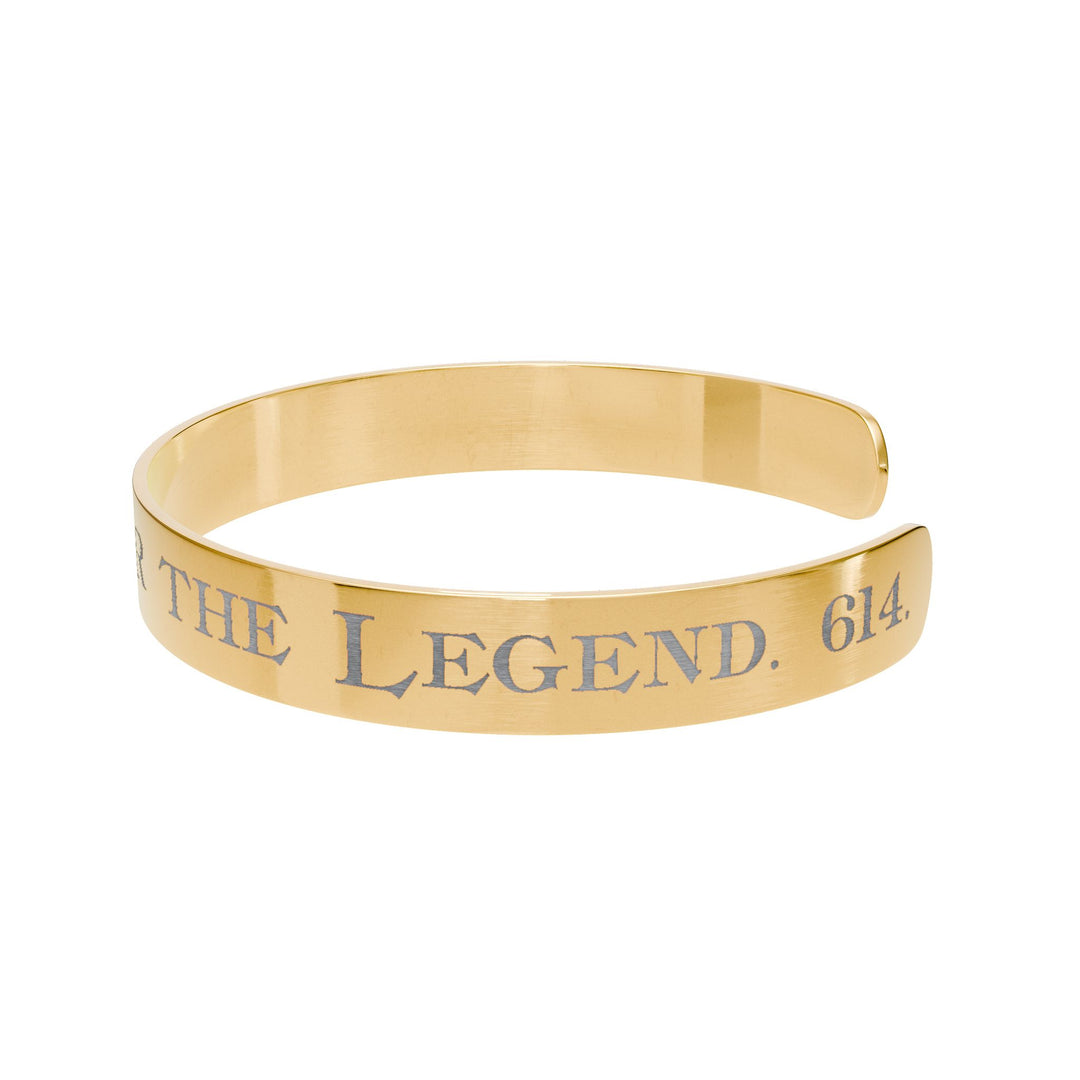 Engraved Copper Cuff Bracelet — “Ride the Iron. Honor the Legend. 614.”