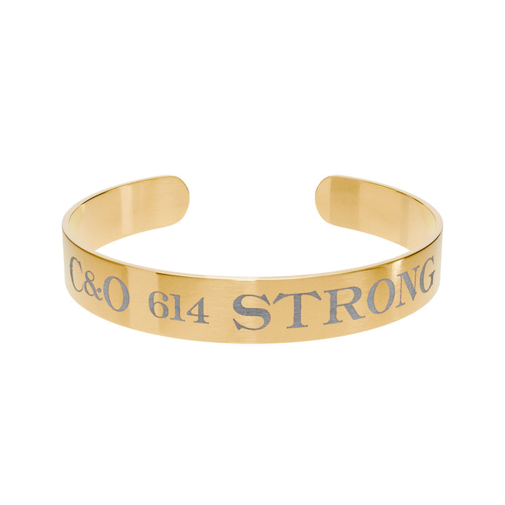 Engraved Copper Cuff Bracelet — "C&O 614 Strong"