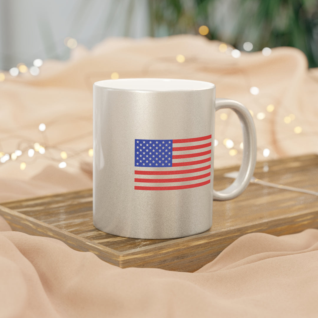 RJD America Metallic Mug — Patriotic Silver/Gold Coffee Cup