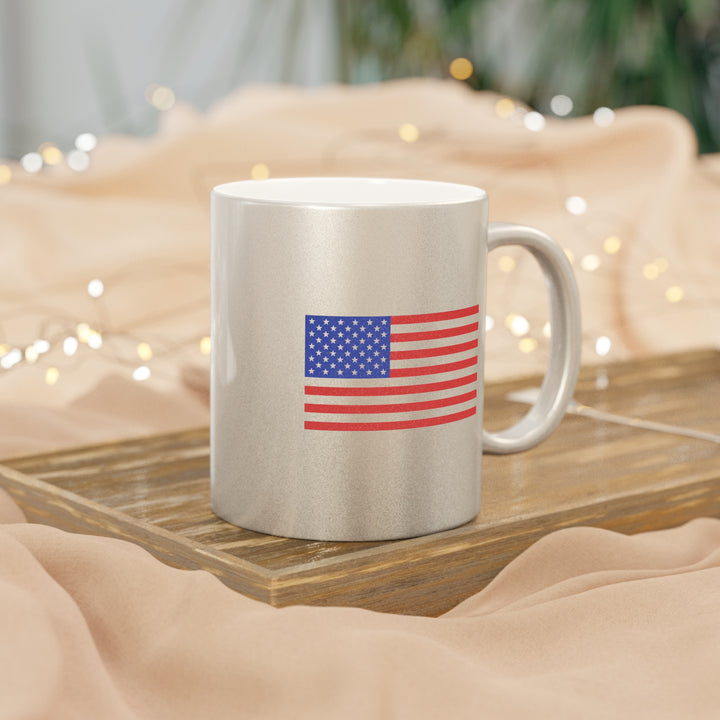 RJD America Metallic Mug — Patriotic Silver/Gold Coffee Cup