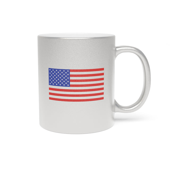 RJD America Metallic Mug — Patriotic Silver/Gold Coffee Cup