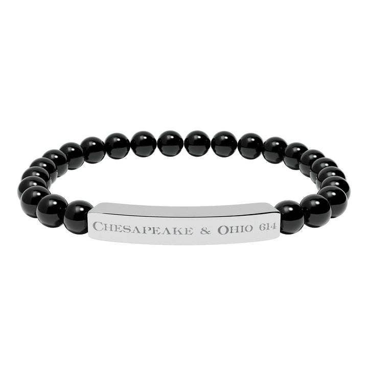 Natural Stone Stretch Bar Bracelet — "Chesapeake & Ohio 614" Engraved