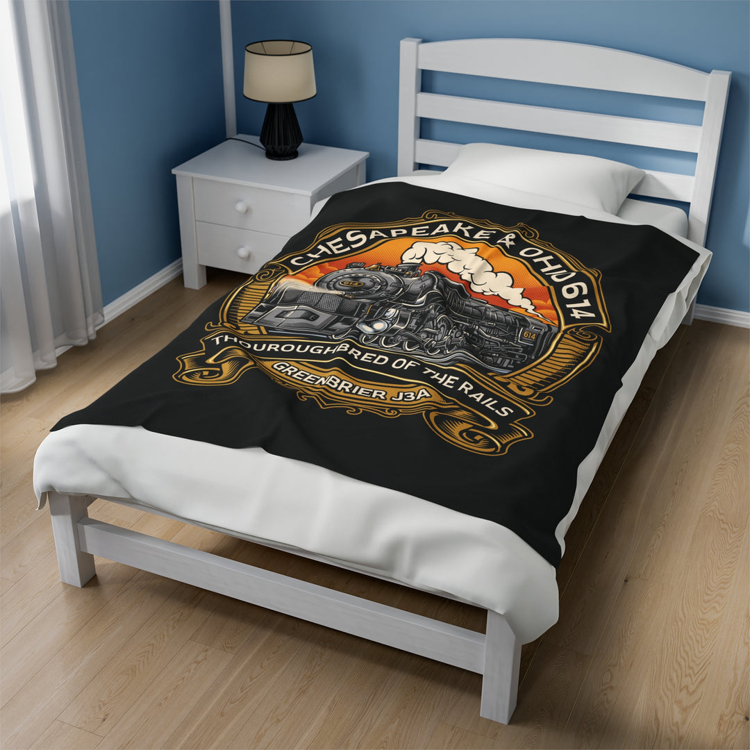 614 "Thoroughbred of The Rails"  Velveteen Plush Blanket