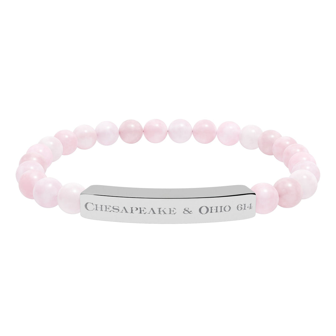 Natural Stone Stretch Bar Bracelet — "Chesapeake & Ohio 614" Engraved