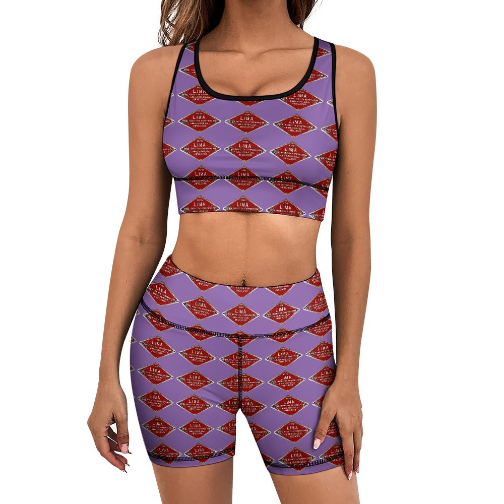 C&O 614 Builder's Plate Women's Yoga Top & Shorts Set