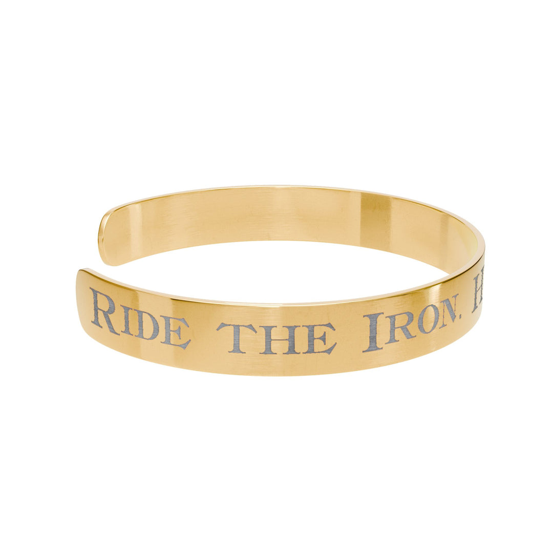 Engraved Copper Cuff Bracelet — “Ride the Iron. Honor the Legend. 614.”