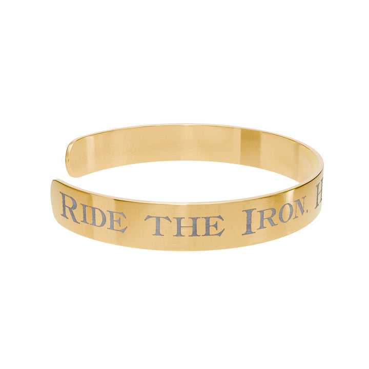 Engraved Copper Cuff Bracelet — “Ride the Iron. Honor the Legend. 614.”