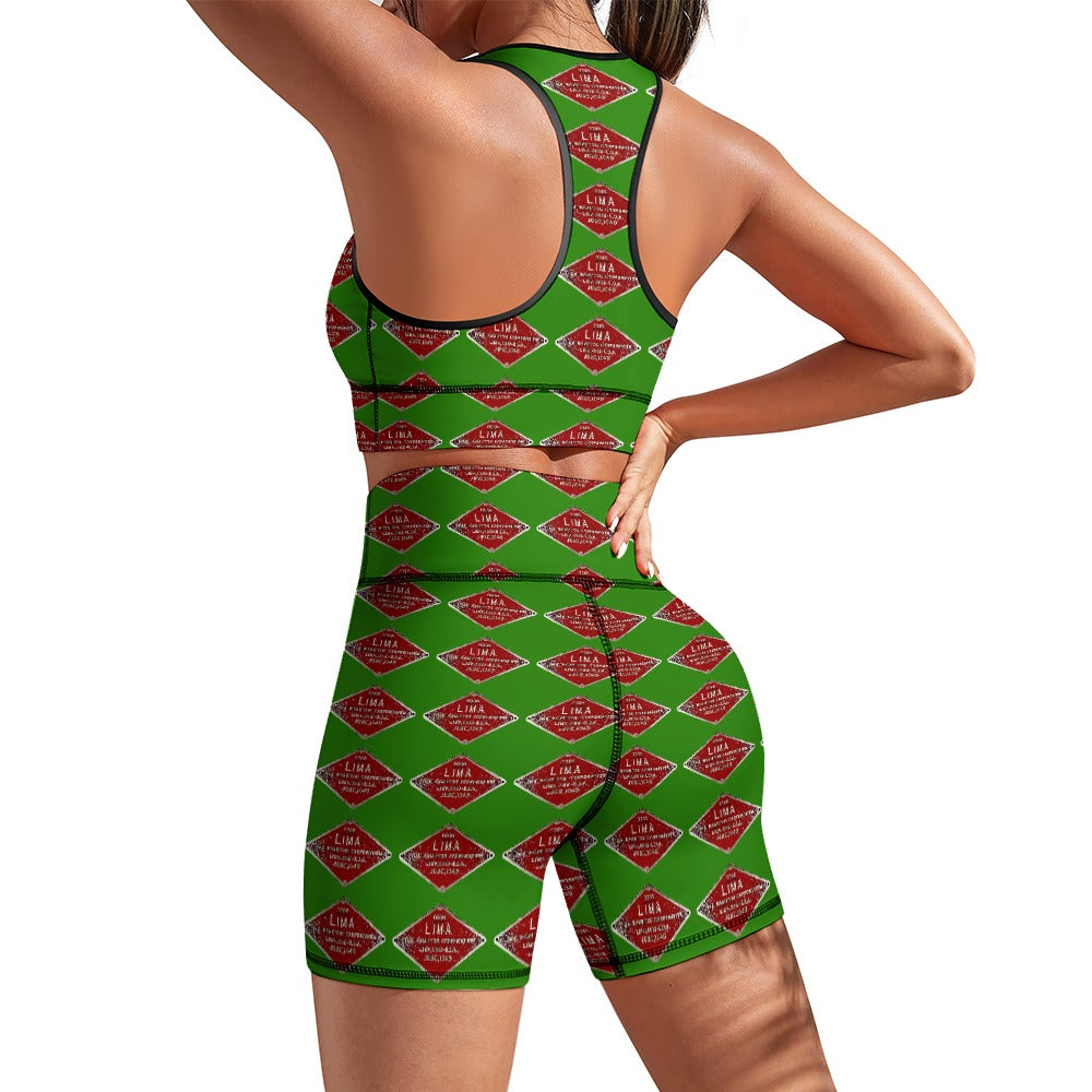 C&O 614 Builder's Plate Women's Yoga Top & Shorts Set