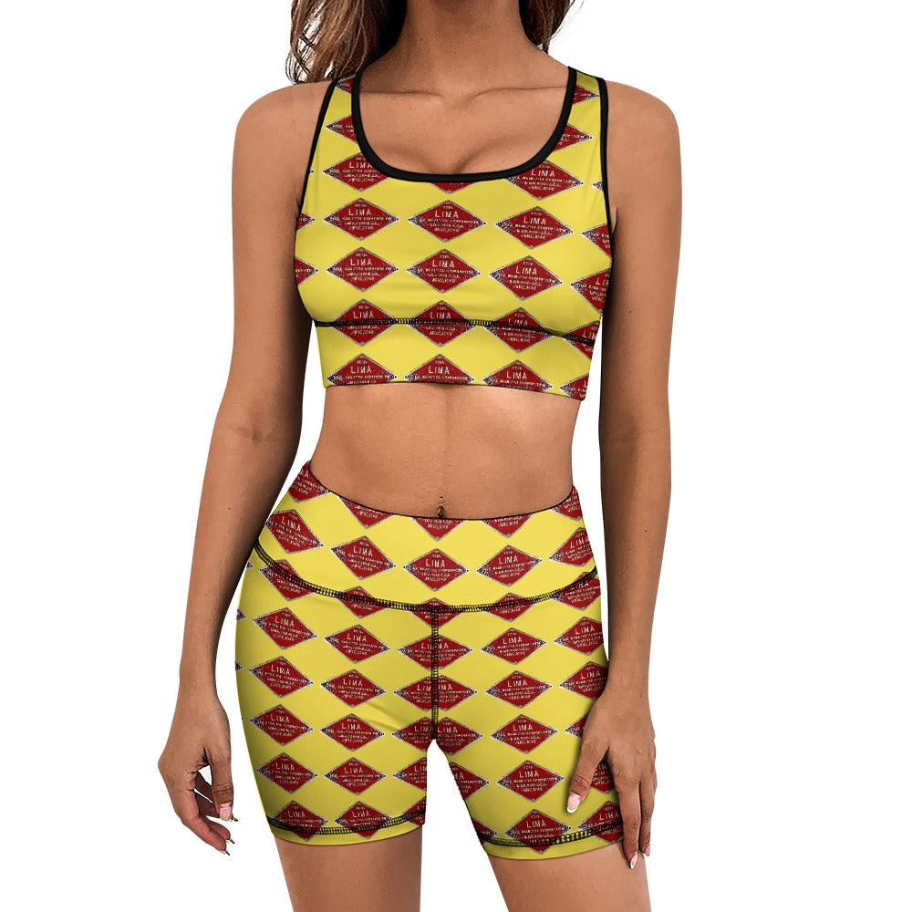C&O 614 Builder's Plate Women's Yoga Top & Shorts Set