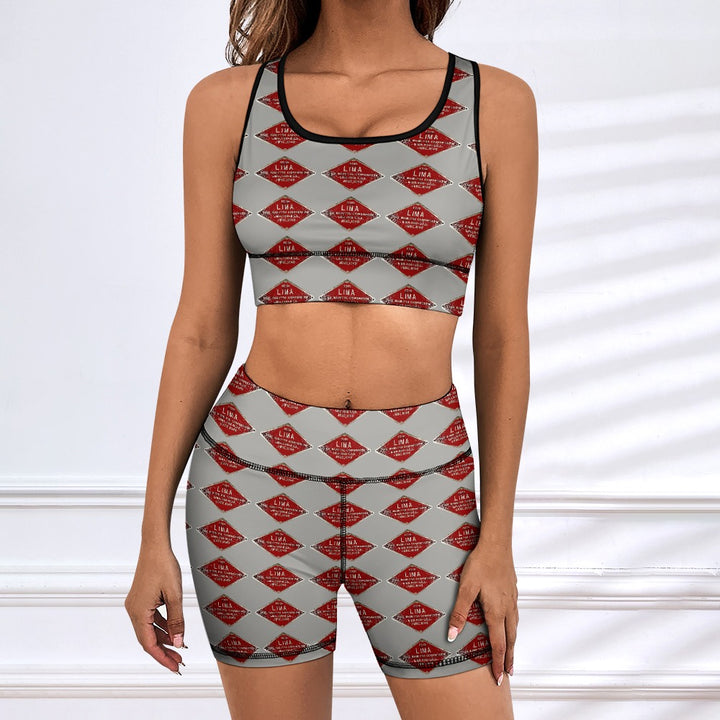 C&O 614 Builder's Plate Women's Yoga Top & Shorts Set