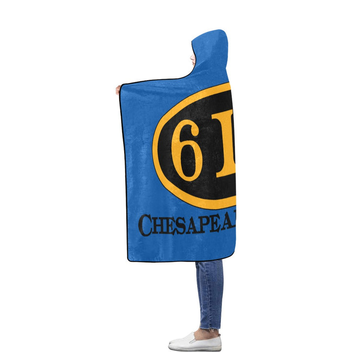 C&O 614 Number Plate Logo Hooded Fleece Blanket, 56 × 80 in