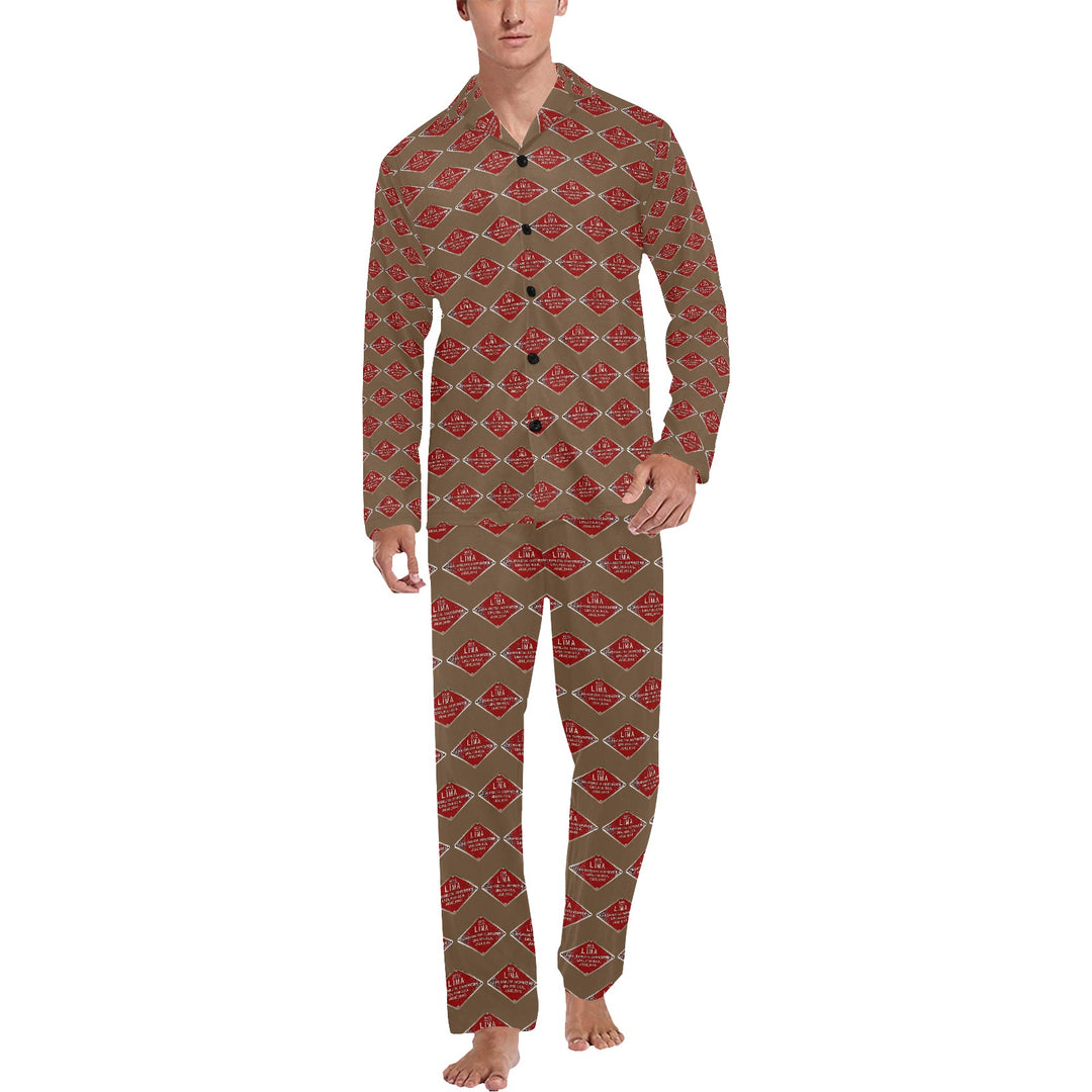 C&O 614 Builder's Plate Men's V-Neck Long Pajama Set