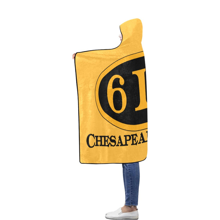 C&O 614 Number Plate Logo Hooded Fleece Blanket, 56 × 80 in