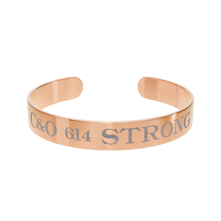 Engraved Copper Cuff Bracelet — "C&O 614 Strong"