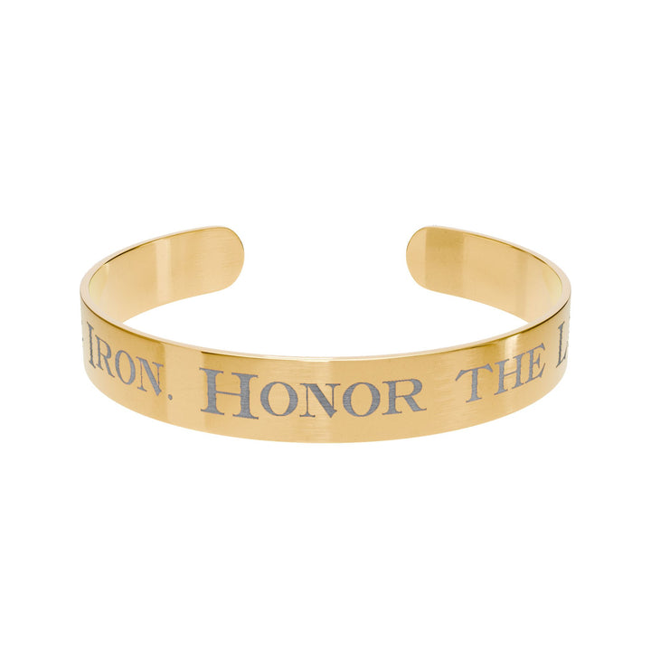 Engraved Copper Cuff Bracelet — “Ride the Iron. Honor the Legend. 614.”