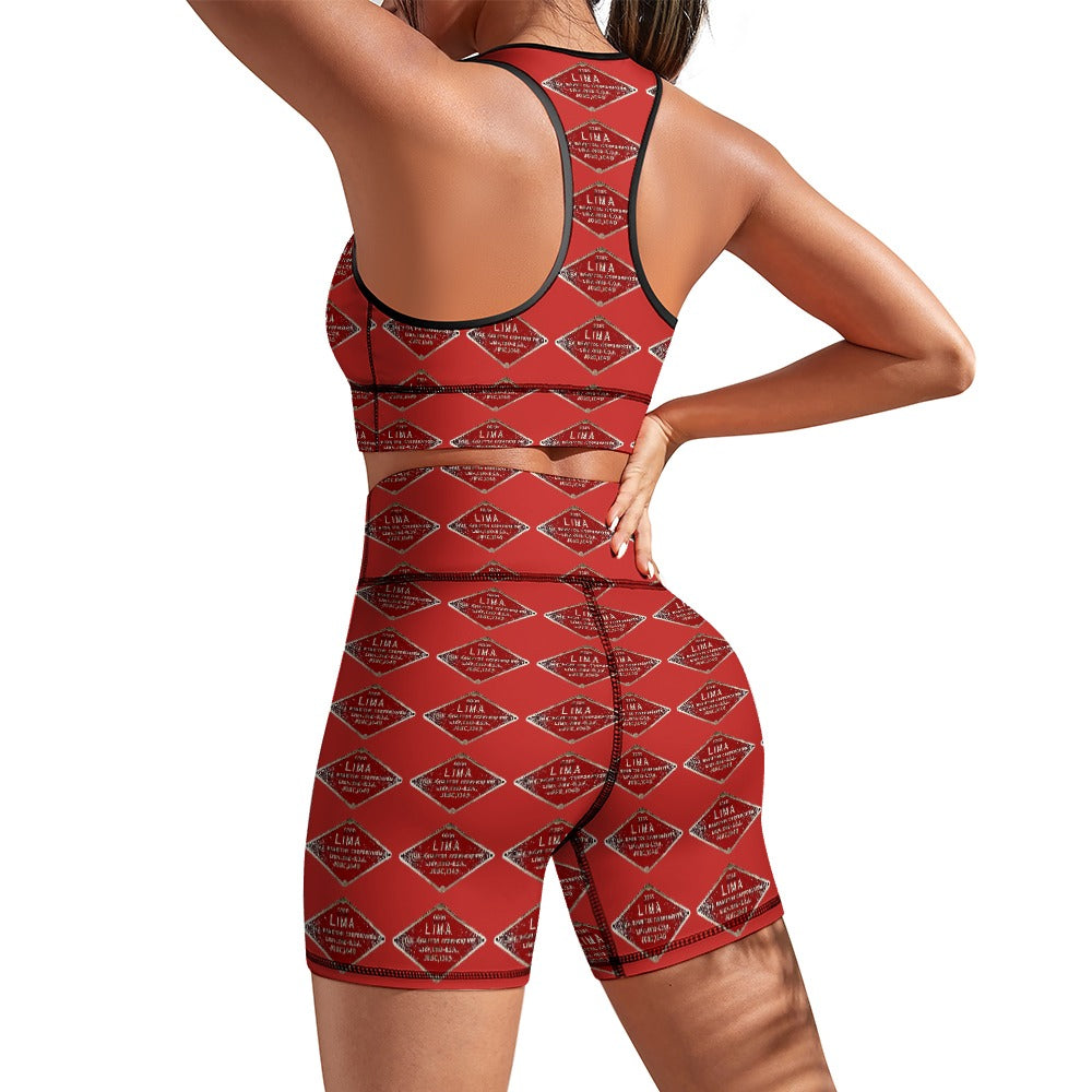 C&O 614 Builder's Plate Women's Yoga Top & Shorts Set