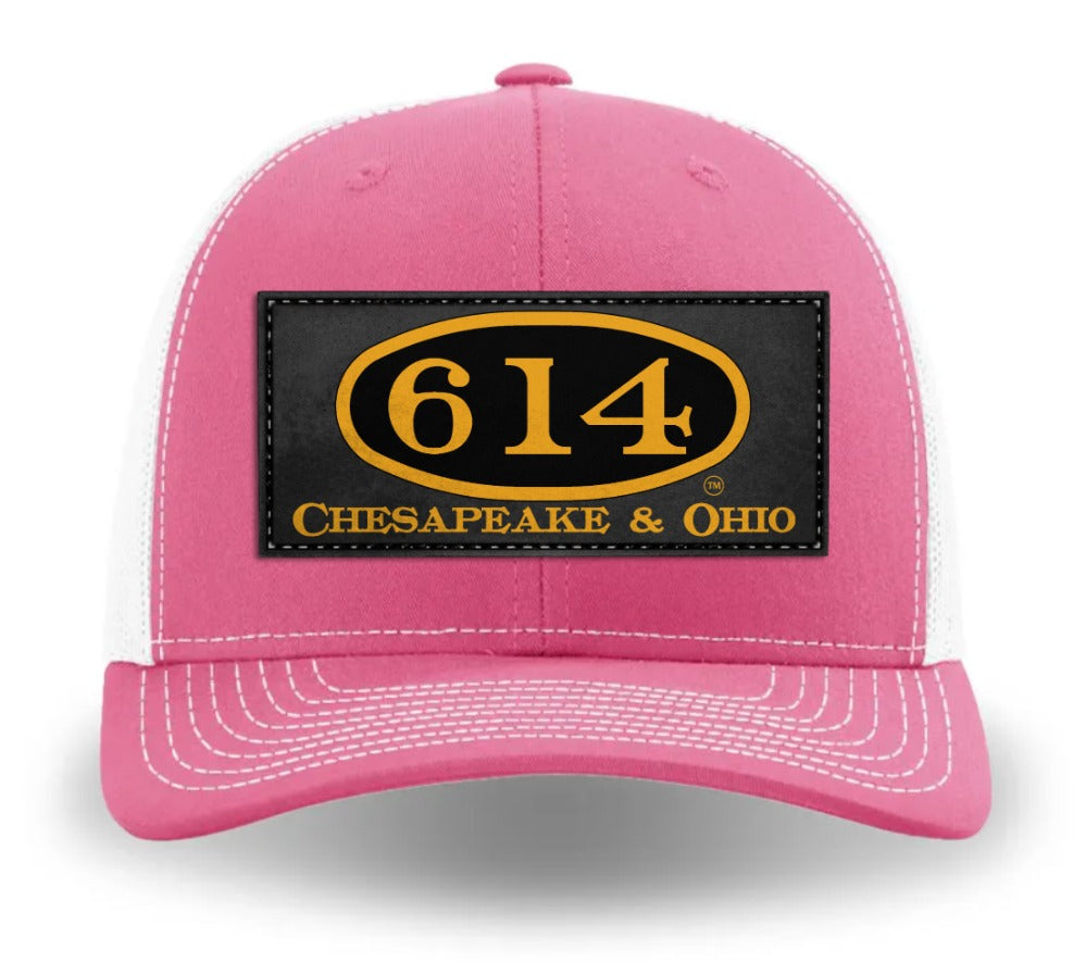 614 Richardson Color Printed 112-CLP Richardson Leather Patch Trucker Cap