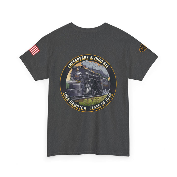 C&O 614 Steam Locomotive T‑Shirt — Thoroughbred Custom Artwork Design