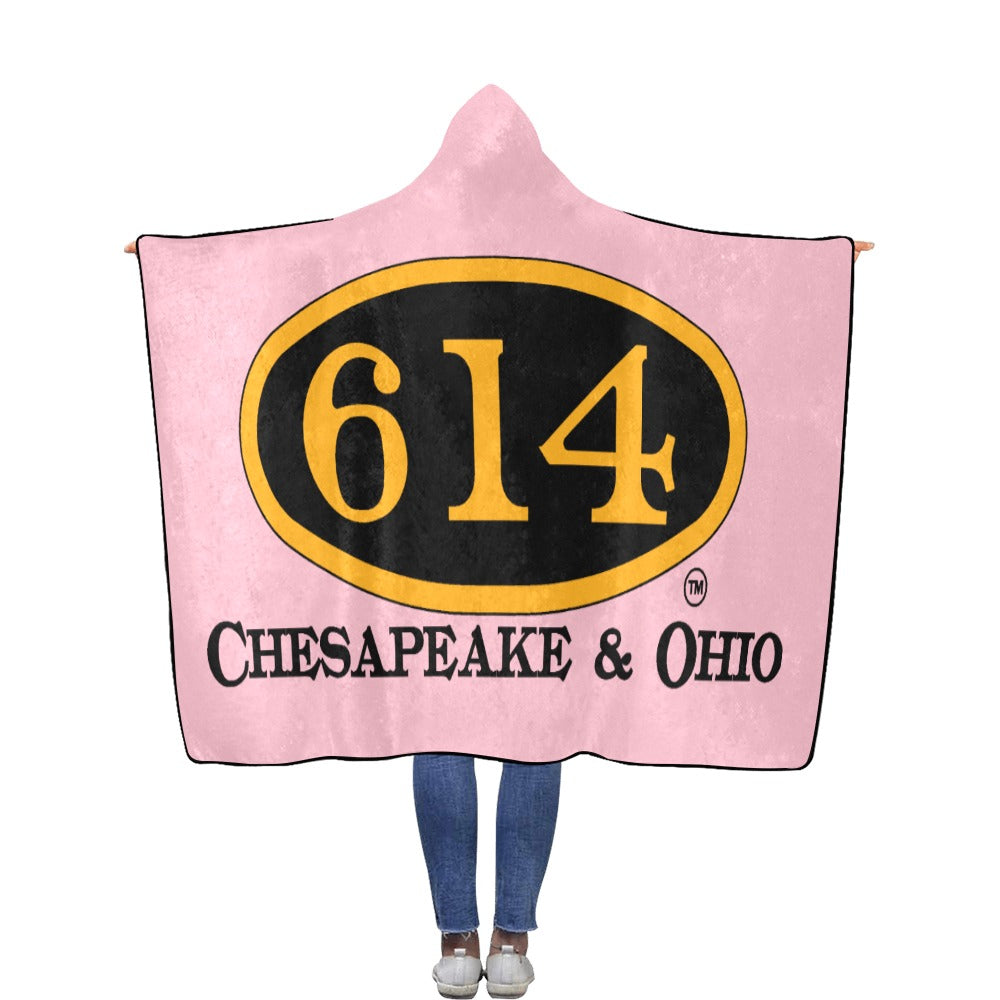 C&O 614 Number Plate Logo Hooded Fleece Blanket, 56 × 80 in