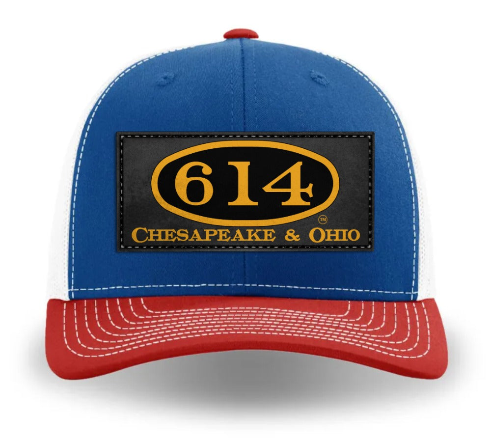 614 Richardson Color Printed 112-CLP Richardson Leather Patch Trucker Cap