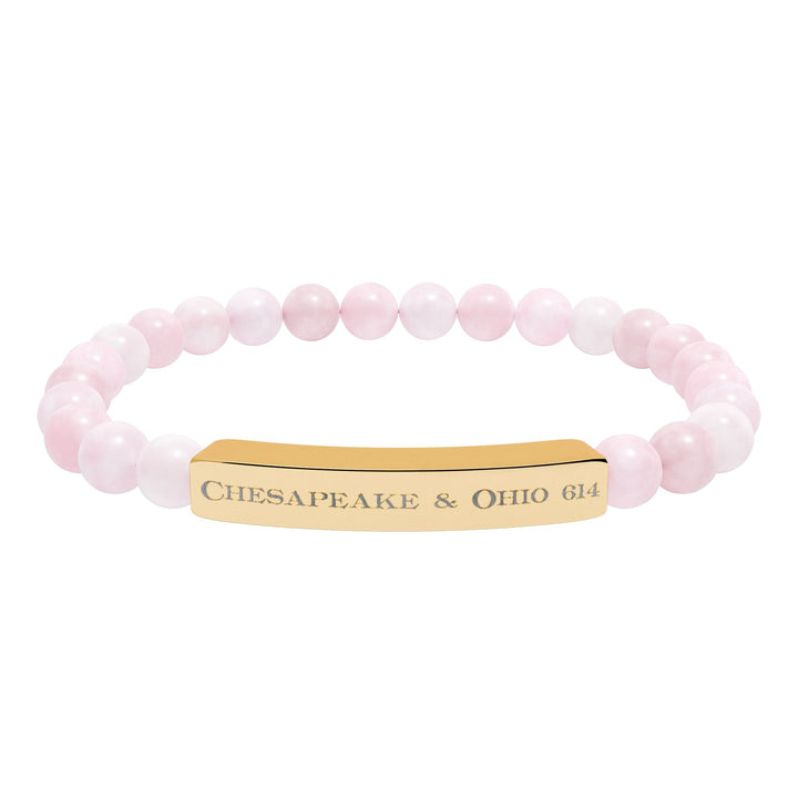 Natural Stone Stretch Bar Bracelet — "Chesapeake & Ohio 614" Engraved