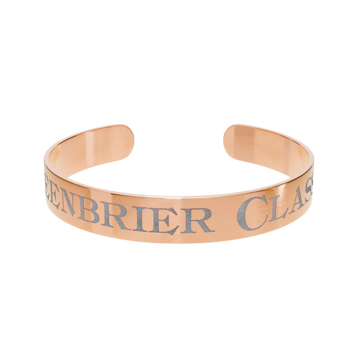 Engraved Rose Gold Cuff Bracelet — "614 Greenbrier Class J-3a"