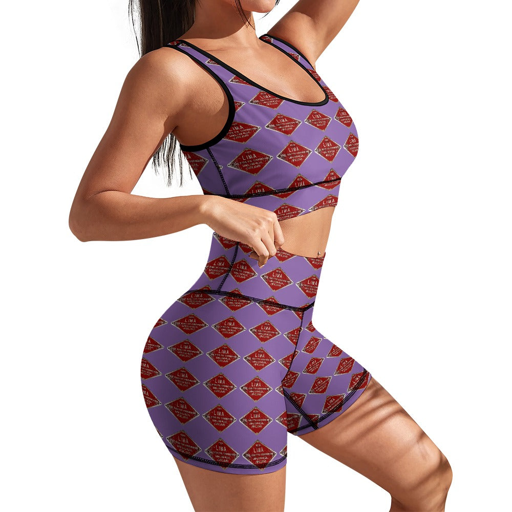 C&O 614 Builder's Plate Women's Yoga Top & Shorts Set
